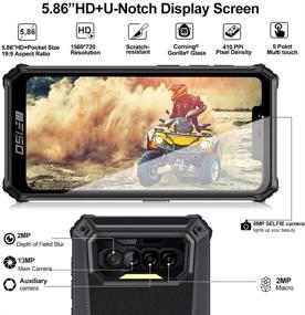 img 2 attached to 📱 Unlocked OUKITEL F150 Rugged Smartphone - 6GB+64GB(SD 256G), 8000mAh, Android 10, Dual-SIM, 4G Global, 5.86" HD+ Cell Phone, IP68 Waterproof Shockproof Dust Proof, 4 Camera, Face+ Fingerprint, GPS - B2021
