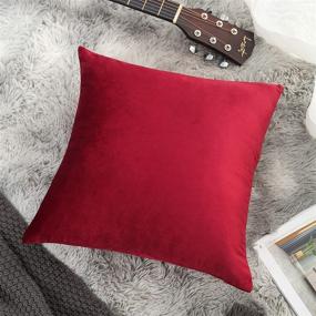 img 3 attached to Shengyu Velvet Pillow Covers, Set of 2 - Decorative Throw Pillow Case for Couch Bed Sofa, Soft Cushion Pillowcase, 20x20 Inches, Wine Red