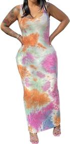 img 4 attached to Bodycon Sleeveless Streetwear Clubwear Colorful