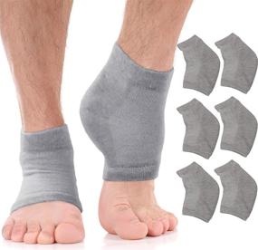 img 4 attached to 👣 Cracked Heel Treatment: Moisturizing Socks for Dry Feet & Heels - Fast Pain Relief, Aloe Moisturizer Lotion Infused Gel Heel Socks Pedicure - Women & Men (Large)