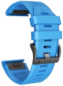 img 4 attached to ANCOOL Compatible With Garmin Fenix 5X Plus Band 26Mm Easy Fit Silicone Watch Strap Wristbands Replacement For Fenix 5X/Fenix 6X/Fenix 6X Pro/D2 Delta PX/Descent Mk1 Mk2 (Blue)
