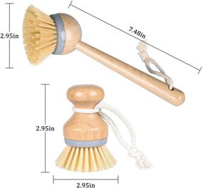 img 3 attached to 🎋 Bamboo Dish Brush Set: Eco-Friendly Kitchen Palm Scrub Brush with Fiber Bristle - 2589-Z2