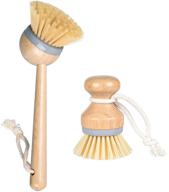 🎋 bamboo dish brush set: eco-friendly kitchen palm scrub brush with fiber bristle - 2589-z2 logo