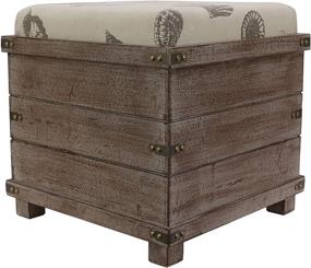 img 4 attached to 🏺 Decor Therapy Hadley Weathered Storage Ottoman - Stylish Barnwood Design, Compact Sized 15.75w x 15.75d x 26.41h