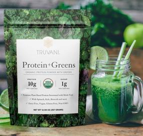 img 1 attached to 🌱 Truvani Protein + Greens: Органическая, без ГМО, веганская, без глютена, без молочных продуктов смесь суперфудов.