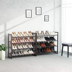 img 3 attached to SONGMICS Stackable Metal Mesh Shoe Rack Set (2 Pack) - 👠 Adjustable 8-Tier Shoe Organizers with Flat or Angled Shelves - Bronze ULMR08A