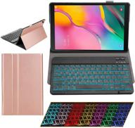 📱 samsung galaxy tab a 10.1 2019 case with keyboard backlights: stylish rosegold pu leather cover with ultra-thin design and removable wireless bluetooth backlit keyboard logo