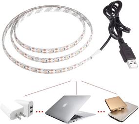 img 2 attached to 🌟 ONEVER Flexible LED Strip Lights USB Powered for TV Computer Desktop Laptop Background Home Kitchen Decorative Lighting (SMD 3528 200CM, Warm White)