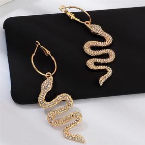 img 3 attached to 🐍 Balirek Snake Earrings: Stylish 14K Gold Plated Dangle Earrings for Personalized Punk Fashion