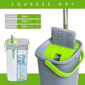 img 2 attached to 🧹 Efficient EasyGleam Mop and Bucket Set: Microfiber Flat Mop with Stainless Steel Handle, Twin Chamber Bucket & 3 Reusable Pads for All Floor Types