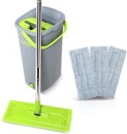 🧹 efficient easygleam mop and bucket set: microfiber flat mop with stainless steel handle, twin chamber bucket & 3 reusable pads for all floor types logo