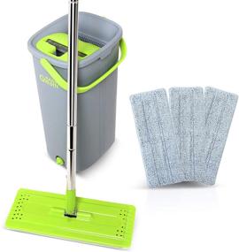 img 4 attached to 🧹 Efficient EasyGleam Mop and Bucket Set: Microfiber Flat Mop with Stainless Steel Handle, Twin Chamber Bucket & 3 Reusable Pads for All Floor Types