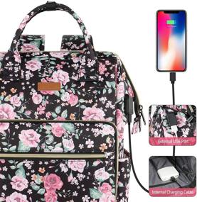 img 3 attached to 15.6-Inch Stylish Laptop Backpack for Women with 🎒 USB Charging Port, RFID Anti-Theft, Water Resistant - Flower Design