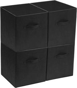 img 4 attached to YueYue Fabric Foldable Closet Organizer Storage Cube Bins 📦 - 13×13×13 Black Storage Cubes - Collapsible Home Cloth Baskets