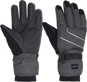 img 4 attached to Stay Warm and Dry this Winter with HighLoong Men Ski Snowboard Gloves - Black!