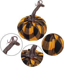 img 1 attached to 🎃 Pack of 6 Assorted 4.7 Inches Artificial Pumpkins for Thanksgiving Season, Harvest Decor, Holiday Tabletop Decoration - Aneco Fabric Lifelike Pumpkins