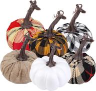 🎃 pack of 6 assorted 4.7 inches artificial pumpkins for thanksgiving season, harvest decor, holiday tabletop decoration - aneco fabric lifelike pumpkins логотип