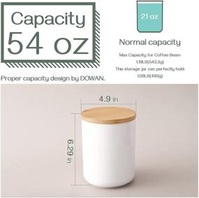 img 2 attached to 🍶 DOWAN White Utensil Holder for Countertop - 54 FL OZ (1580 ML) Ceramic Coffee Canister with Airtight Lid - 4.9&#34; x 6.29&#34; Storage Jar