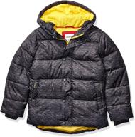 🧥 stay cozy and stylish with amazon essentials heavy weight hooded puffer boys' clothing and jackets & coats logo