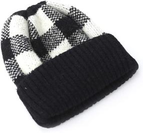 img 3 attached to Unisex Winter Warm Stretchy Plaid Beanie Ski Hats for Women/Men - Multi-Color Knitted Skull Caps