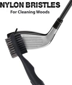 img 2 attached to 🏌️ Enhance Your Golf Game with MYSTIQ 2 Pack Golf Brush and Groove Cleaner - 2 Ft. Retractable Clip - Brass, Nylon and Spike Cleaning Tool