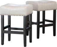 🪑 christopher knight home lisette backless leather counter stools, 2-pcs set, ivory - luxurious and elegant seating for your kitchen or bar! logo