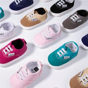 img 2 attached to 👟 Meckior Canvas Toddler Sneakers: Stylish Rubber Anti-Slip First Walkers for Infant Baby Boys and Girls - Candy Shoes Debut!