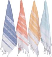 🌈 turkish cotton hand face towel set - 4 pack peshtemal fouta towels, 20"x31", kitchen bath spa pool sauna beach gym yoga travel light towel - multicolor logo