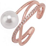 💍 кольцо с крест-крест жемчужиной пресноводного жемчуга - настраиваемые кольца с циркониевыми вставками с покрытием из розового золота 14k логотип