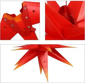 img 1 attached to 🌟 Qijieda 3D Moravian Star Light Outdoor - 23 inch Christmas Star Tree Topper, LED String Lights Battery with Timer: Red-Yellow Decorative Bethlehem Star for Christmas Trees, Balconies, Courtyards