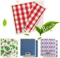 🌿 8-pack of natural paper towels: eco-friendly kitchen swedish dishcloths - reusable, biodegradable & compostable cellulose cloth sponges for dishes - 4 vibrant designs, ideal gift for family logo