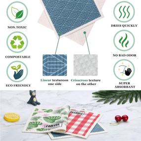 img 2 attached to 🌿 8-Pack of Natural Paper Towels: Eco-Friendly Kitchen Swedish Dishcloths - Reusable, Biodegradable & Compostable Cellulose Cloth Sponges for Dishes - 4 Vibrant Designs, Ideal Gift for Family