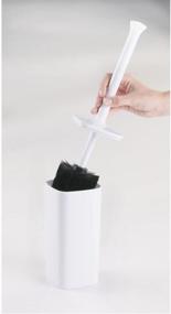 img 1 attached to 🚽 mDesign Modern Square Plastic Toilet Brush and Holder - Compact Free-Standing Design, Deep Cleaning, White