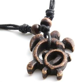 img 2 attached to 🐢 HZMAN Unisex Hawaiian Mother and Baby Turtles Resin Pendant Necklace - Adjustable Cord Surfer Jewelry in Cool Hawaiian Beach Style