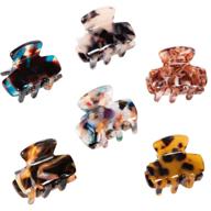 fantasyon 6-piece cellulose acetate hair claw clips set: stylish 🐆 no-slip tortoise hair jaw clips with leopard prints for women and girls logo