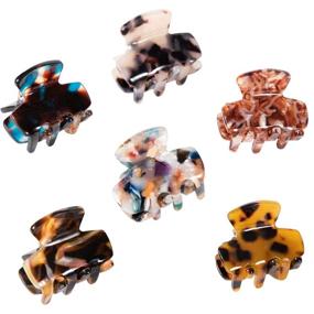 img 4 attached to Fantasyon 6-Piece Cellulose Acetate Hair Claw Clips Set: Stylish 🐆 No-Slip Tortoise Hair Jaw Clips with Leopard Prints for Women and Girls