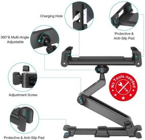 img 1 attached to 📱 Car Tablet Holder: Adjustable Headrest Mount with 360° Rotation for Universal Tablet Mounting