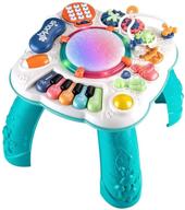 🎵 музыкальный столик tuko для малышей 6-12 месяцев, обучающий столик для игр 1-3 лет, 11,8×11,8×12,2 дюйма (синий) логотип