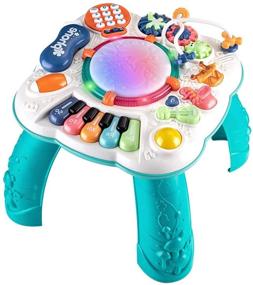 img 4 attached to 🎵 Tuko Musical Table for Baby Toy 6-12 Months, Learn and Groove Activity Table Toy for 1-3 Years Old, 11.8×11.8×12.2 Inches (Blue)