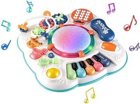 img 2 attached to 🎵 Tuko Musical Table for Baby Toy 6-12 Months, Learn and Groove Activity Table Toy for 1-3 Years Old, 11.8×11.8×12.2 Inches (Blue)