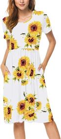 img 1 attached to Women's Summer Short Sleeve Empire Waist Dress with Pockets - DB MOON Casual