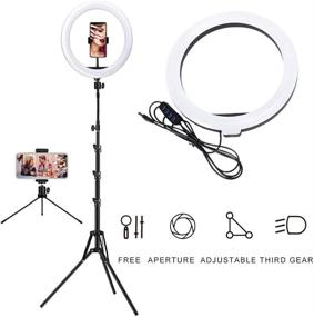 img 2 attached to 📸 10-inch LED Ring Light With Stand and Phone Holder – Desktop Circle Lamp with Tripod Mount for YouTube Video, Live Streaming, Makeup, Photography, Selfie, Shooting – 3 Lighting Modes & 10 Brightness Levels