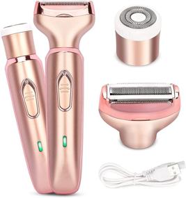 img 4 attached to 🔌 Women's Electric Razor & Trimmer – Painless 2-in-1 Shaver for Face, Eyebrows, Mustache, Beard, Arms, Legs, Underarms, Bikini – Cordless, Portable, Rechargeable Hair Clipper – Wet & Dry