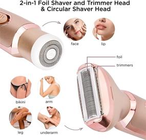 img 2 attached to 🔌 Women's Electric Razor & Trimmer – Painless 2-in-1 Shaver for Face, Eyebrows, Mustache, Beard, Arms, Legs, Underarms, Bikini – Cordless, Portable, Rechargeable Hair Clipper – Wet & Dry