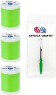 🧵 coats & clark sewing thread dual duty xp poly thread, 125 yards (3-pack) neon green bundle with 1 artsiga crafts seam ripper s900-9265-3p logo