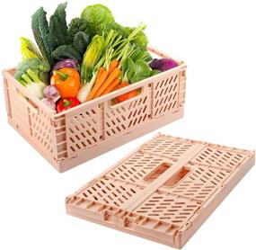 img 4 attached to 📦 2-Pack Stackable Plastic Baskets for Shelf Organizing, Storage Bins for Pantry, Office, and Home Organization - 12" x 8" x 5" (Pink)