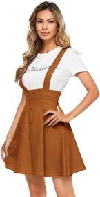 img 2 attached to 👗 SheIn Women's High Waist Flared Suspender Skirt with Button-Front Overall Dress: Stylish and Versatile Fashion for Women