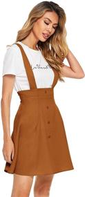 img 1 attached to 👗 SheIn Women's High Waist Flared Suspender Skirt with Button-Front Overall Dress: Stylish and Versatile Fashion for Women