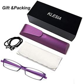 img 1 attached to 👓 Reducing Blue Light Exposure: Stylish Straight Thin Stamped Metal Frame Reading Glasses Readers +1.5