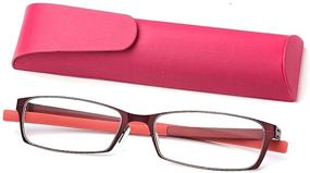 img 4 attached to 👓 Reducing Blue Light Exposure: Stylish Straight Thin Stamped Metal Frame Reading Glasses Readers +1.5